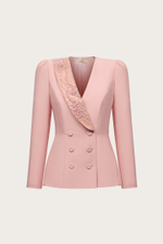 ЖАКЕТ ИЗ ШЕРСТИ С ВОРОТНИКОМ, ВЫШИТЫМ ВРУЧНУЮ