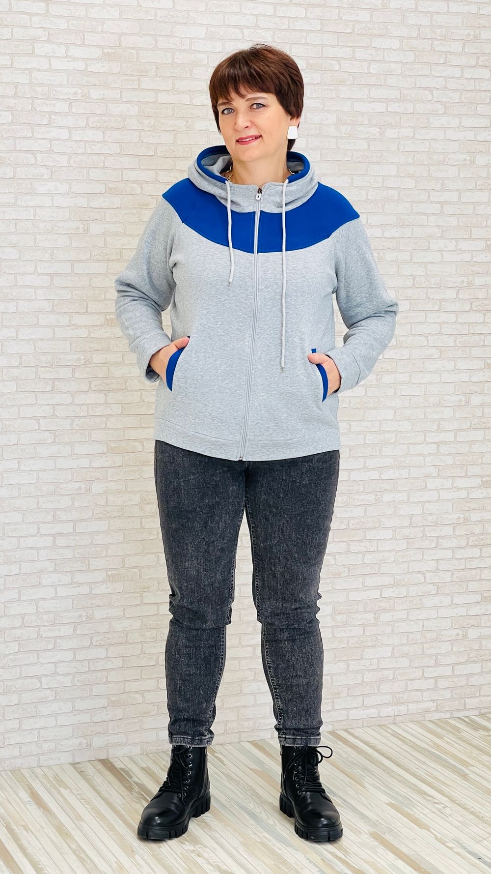 толстовка МС-12014 (серый с синим)