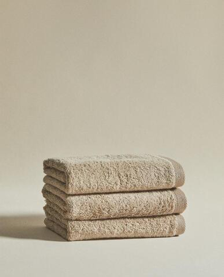 ZARA HOME ПОЛОТЕНЦЕ ИЗ ХЛОПКА ВЫСШЕГО КАЧЕСТВА (НАБОР ИЗ 3 ШТ), БЕЖЕВЫЙ