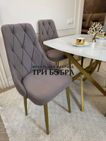 Раздвижной стол "Квадро", белый каспий и 4 стула "Лондон" капучино