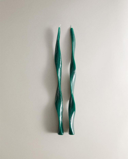 ZARA HOME НОВОГОДНИЕ СВЕЧИ СПИРАЛЕВИДНОЙ ФОРМЫ (НАБОР ИЗ 2 ШТ.), ЗЕЛЕНЫЙ