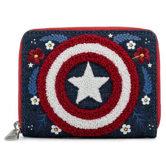 Кошелек Loungefly Marvel Captain America 80th Anniversary Floral Sheild Zip Around Wallet  MVWA0157