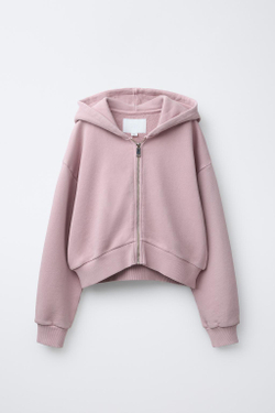 ZARA ТОЛСТОВКА GARMENT DYE, РОЗОВЫЙ