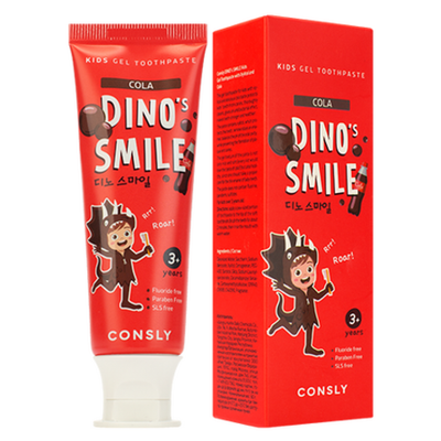 Детская гелевая зубная паста DINO's SMILE c ксилитом и вкусом колы, 60г, Consly