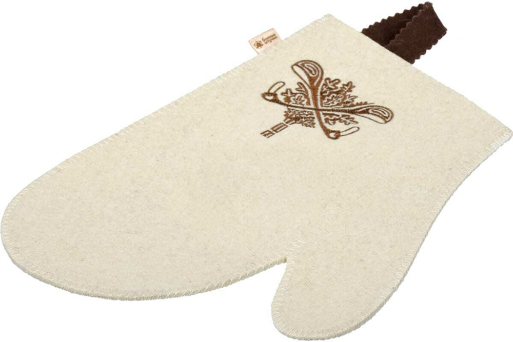 РУКАВИЦА БЕЛАЯ С ВЫШИТЫМ ЛОГОТИПОМ БАННЫЕ ШТУЧКИ 41419