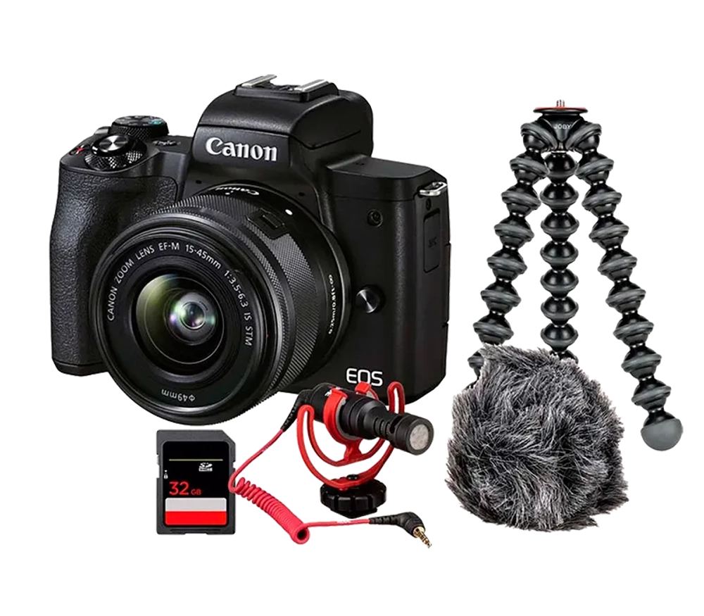 Беззеркальная камера Canon EOS M50 Mark II Vlogger Kit EF-M 15-45mm f/3.5-6.3 IS STM. Черный