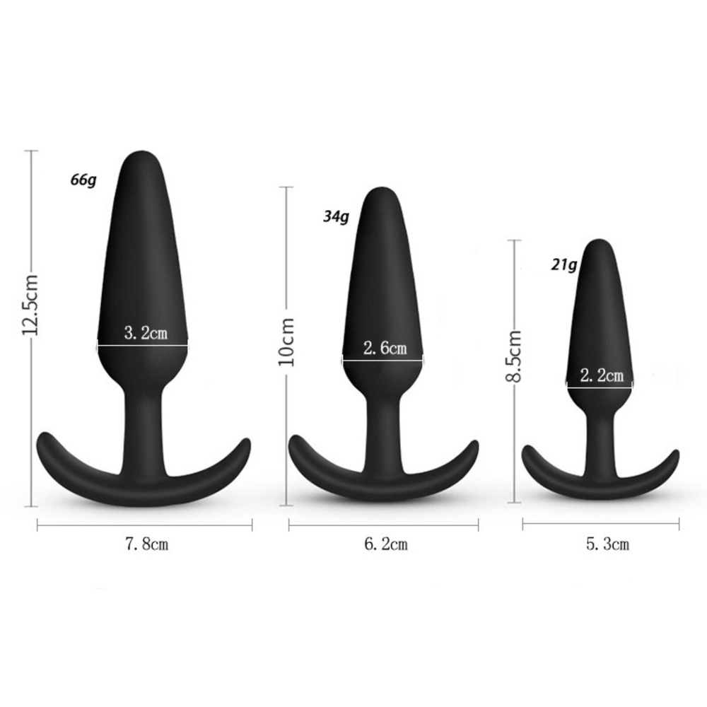 Набор из 3 черных анальных пробок (Цвет: черный)