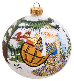 Элита НФШ-1499 Ел.украшение Шар «Снегурочка с белкой» 100 мм