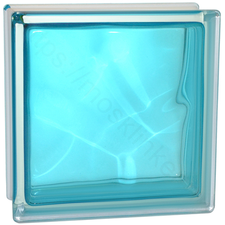 Стеклоблок Vitrablok Волна Бирюза 19x19x8 - окрашенный внутри