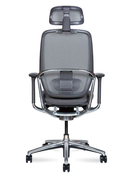 Кресло офисное Норден / Герц / Hertz / серая сетка / черный пласттик / база алюминий