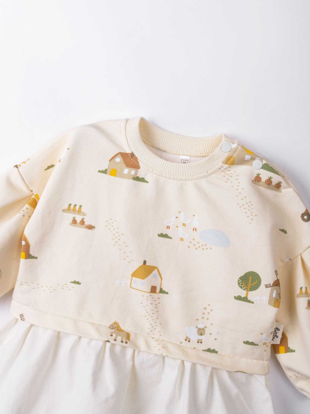 Платье с хлопковой юбкой "Ферма" 0+