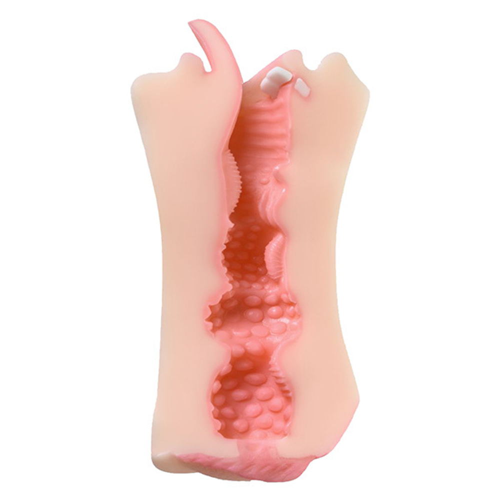 Телесный двусторонний мастурбатор 19см ротик и вагина ToyFa Juicy Pussy Fruity Tongue 893019