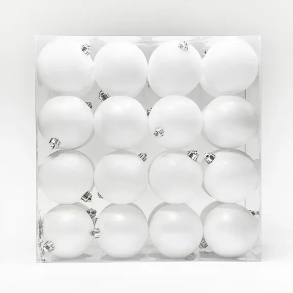 Набор пластиковых шаров Онтарио 80 мм., белый, 32 шт., Christmas DeLuxe (89811)