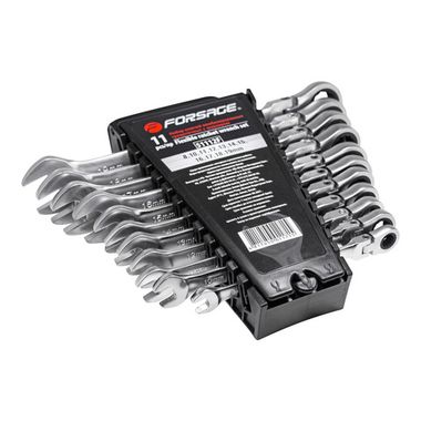 Ключи комбинированные трещоточные с шарниром, набор 11пр. в пластиковом держателе Forsage F-51112F