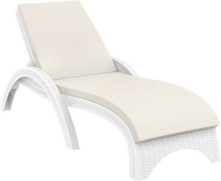 Шезлонг пластиковый с матрасом Siesta Contract GS 1009 (Fiji), белый, слоновая кость