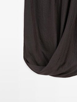 Massimo Dutti Юбка миди со сборками на талии, коричневый