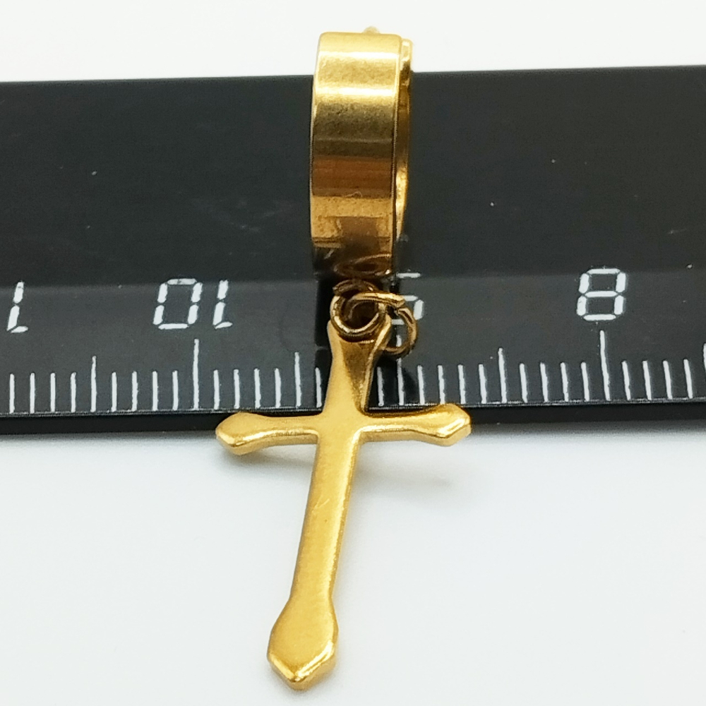 Серьга (1шт) "Крест" золотистый для пирсинга уха.