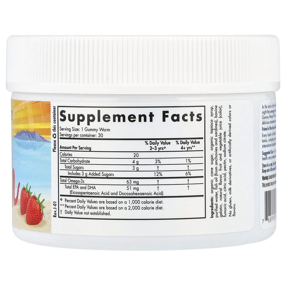 Nordic Naturals, Nordic Omega-3 ™, жевательные гельминты, клубника, 30 жевательных гельминтов