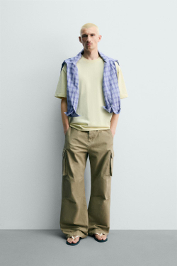 ZARA ФУТБОЛКА RELAXED FIT, СВЕТЛО-ЖЕЛТЫЙ