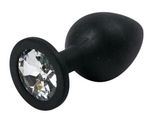 Маленькая черная пробка с прозрачным кристаллом ONJOY Silicone Collection (Цвет: черный)