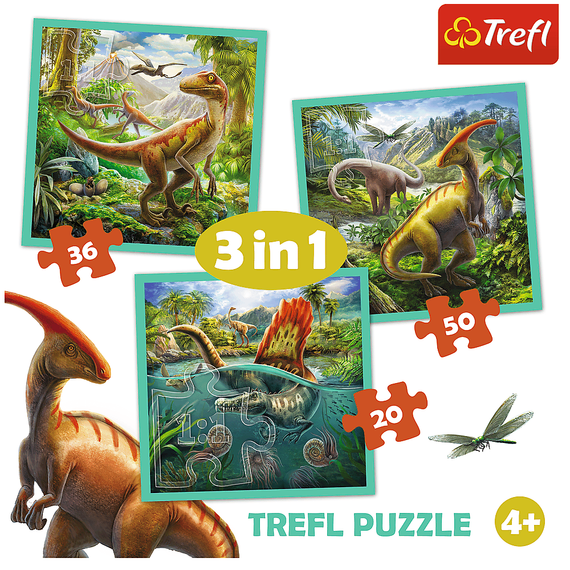 Puzzle "3in1" - The extraordinary world of dinosaur / Trefl