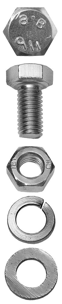 Болт (DIN933) в комплекте с гайкой (DIN934), шайбой (DIN125), шайбой пруж. (DIN127), M10x20мм, 3шт, ЗУБР