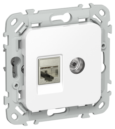 FLITE Розетка 2-местная RJ45/TV категория 5Е STP РКТВ5е-2-1-ФлБ белый IEK