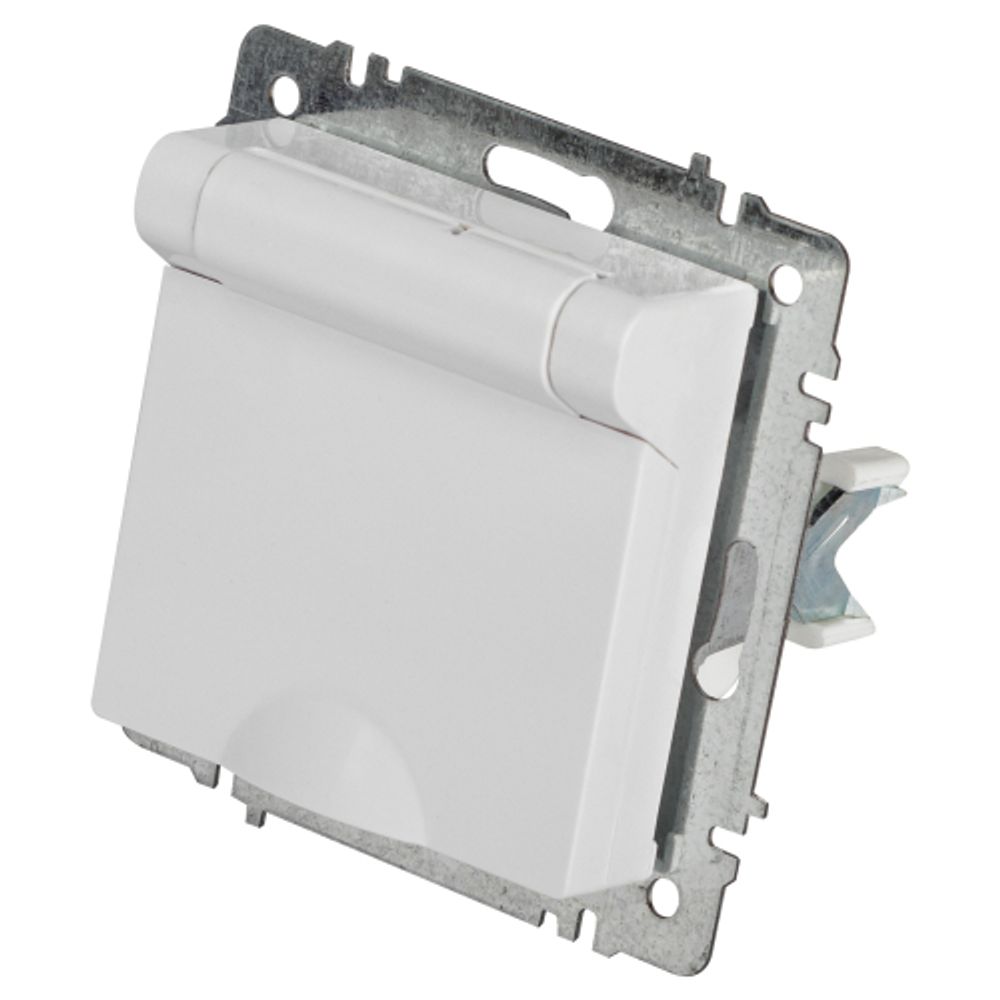 Розетка Intro Accent 6-203-01 2P+E Schuko с крышкой, 16А-250В, IP20, СУ, AL/CU, белый | Intro