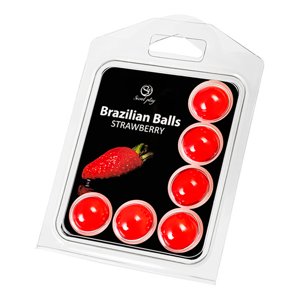 Набор из 6 шариков с массажным маслом с ароматом клубники Secret Play Brazilian Balls