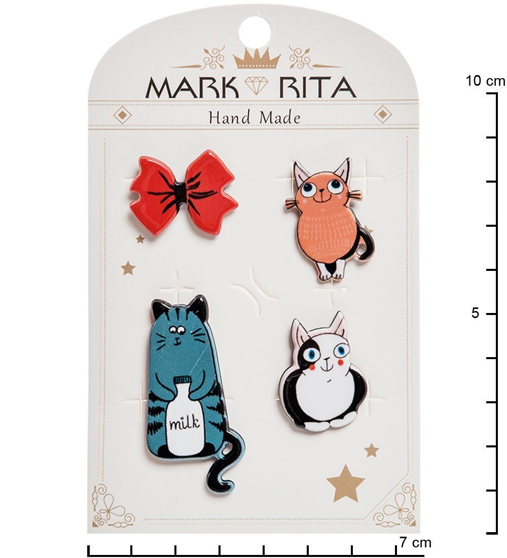 MR- 67 Н-р брошей с цанговым зажимом бабочка «Пушистики» Mark Rita