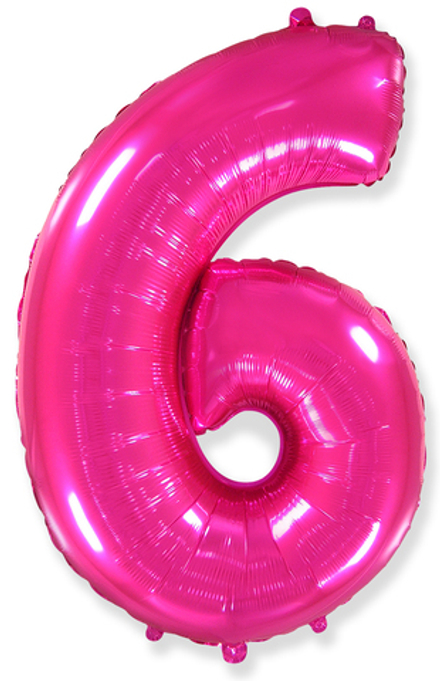 Воздушный шар (40''/102 см) Цифра, 6, Фуше