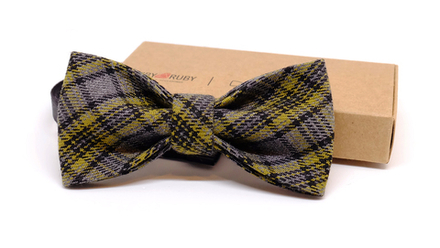 Дизайнерский галстук - бабочка (зеленая клетка)