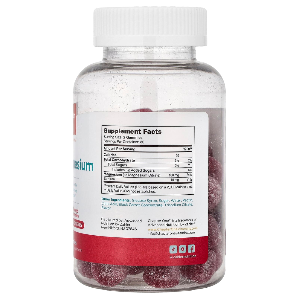 Chapter One, жевательные мармеладки с магнием, со вкусом малины, 60 жевательных мармеладок (50 мг в 1 шт.)