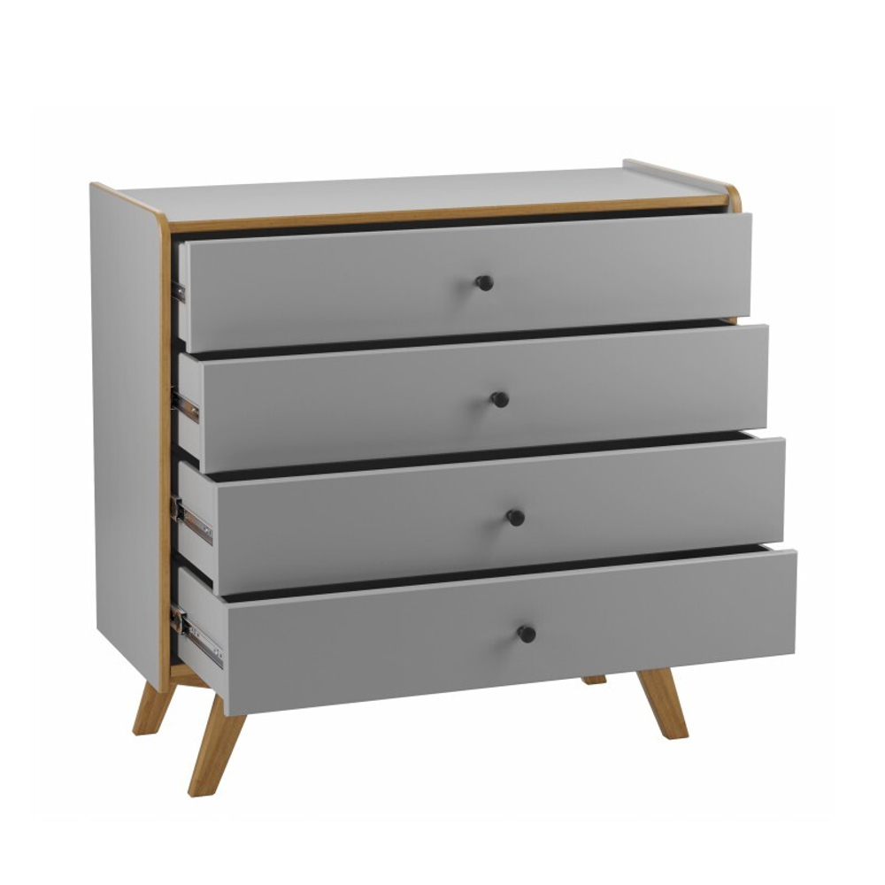 Комод «Винтаж» четыре ящика серый лак 7042/браун