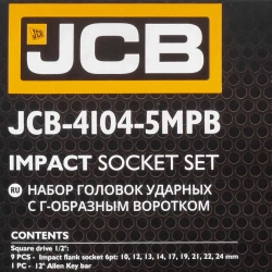 Набор головок ударных с Г-образным воротком 10пр. 1/2'' JCB JCB-4104-5MPB