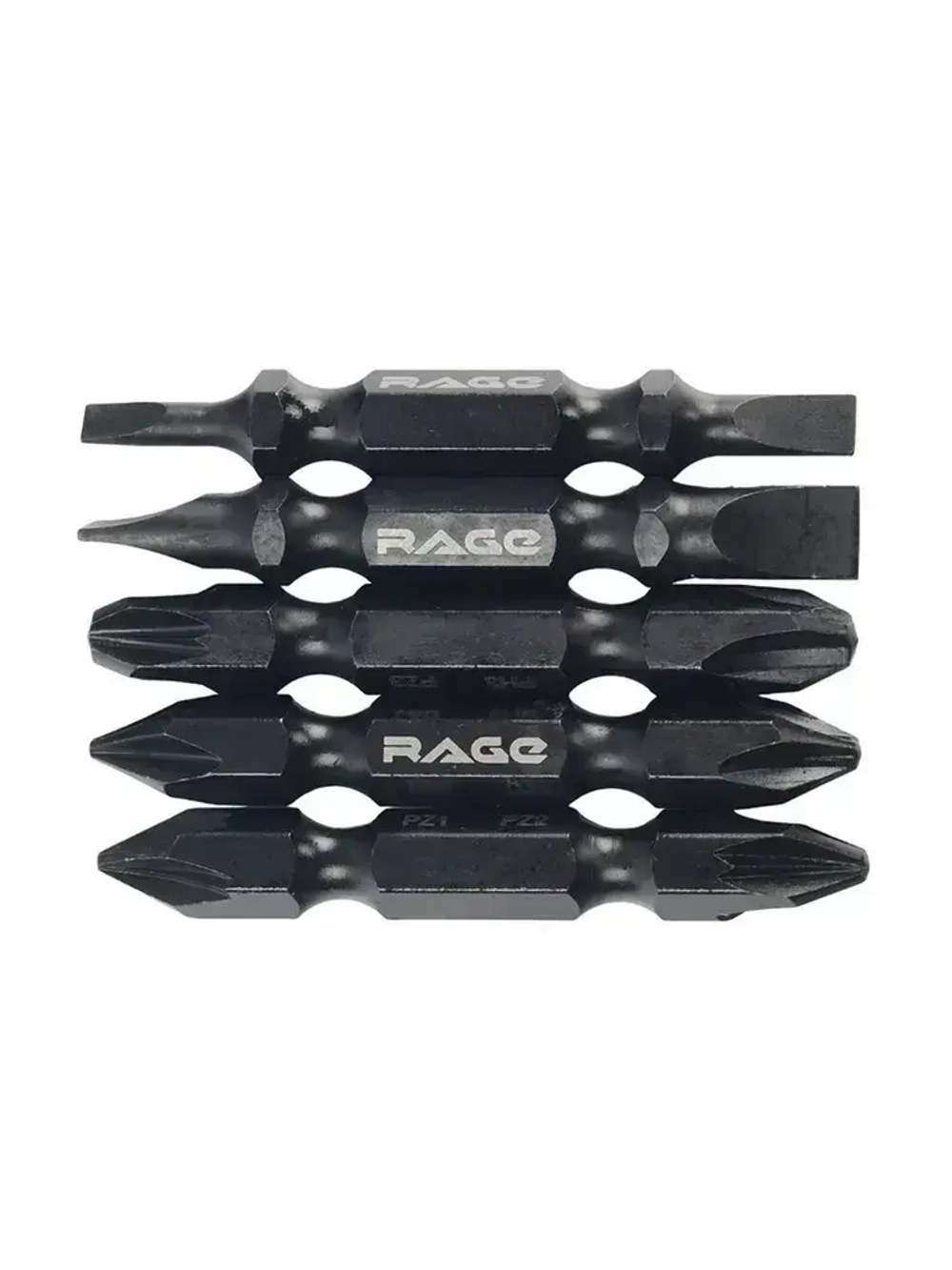Набор бит двухсторонних 5 шт S2 PH1 x PH2 PZ1 x PZ2 PH3 x PZ3 Sl3 x Sl4 Sl5 x Sl6 50 мм RAGE by VIRA