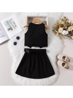 Костюм жилет с юбкой