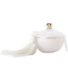 Лилия, круглая белая свеча Арт-деко с кисточкой, Cote Noire