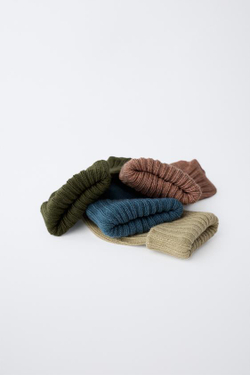 ZARA НАБОР ИЗ ЧЕТЫРЕХ ПАР НОСКОВ В КОРОБКЕ, ЗЕЛЕНОВАТЫЙ