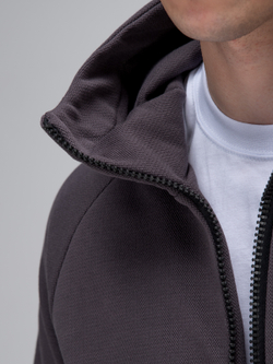 Толстовка на молнии с капюшоном теплая. Графит