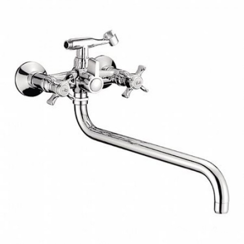 Смеситель для ванны и раковины 1/2 кер L2611 Ledeme  КРЕСТ катридж.перекл., лит.излив, силумин