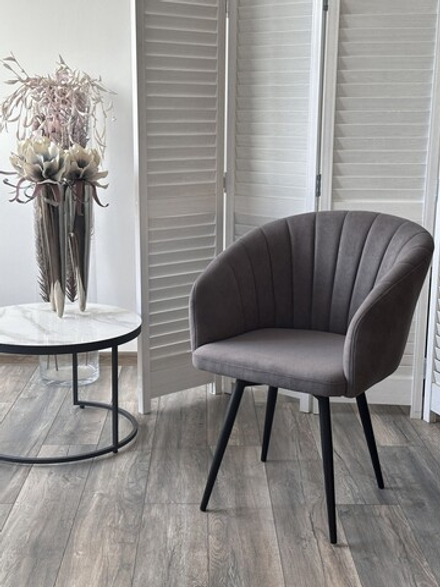 Стул М-City DISAUR Мишель поворотный на поворотный на 360 градусов, B28 темно-серый, Велюр, Черный каркас