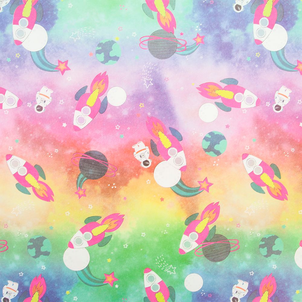 Упаковочная бумага (0,5*0,7 м) Яркие ракеты, 1 шт.