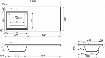 Раковина Эстет Даллас 110 L