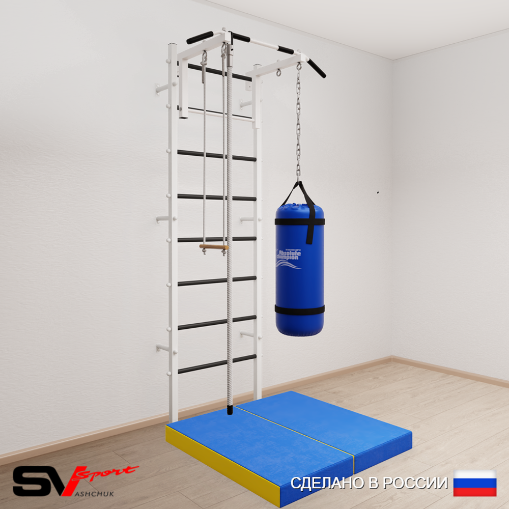 Шведская стенка Sv Sport 5156 (Турник стандарт/Канат/Трапеция/Цепь/Мешок 22кг/Мат 1м)