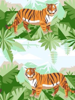 Простынь на резинке Сказка "Год тигра" 140х200 см, перкаль