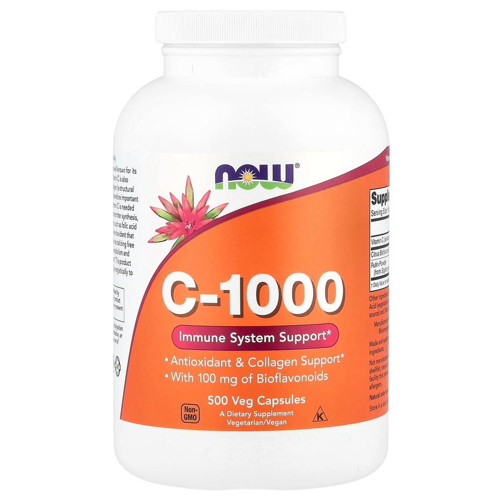 NOW Foods, C-1000, витамин С, 500 вегетарианских капсул