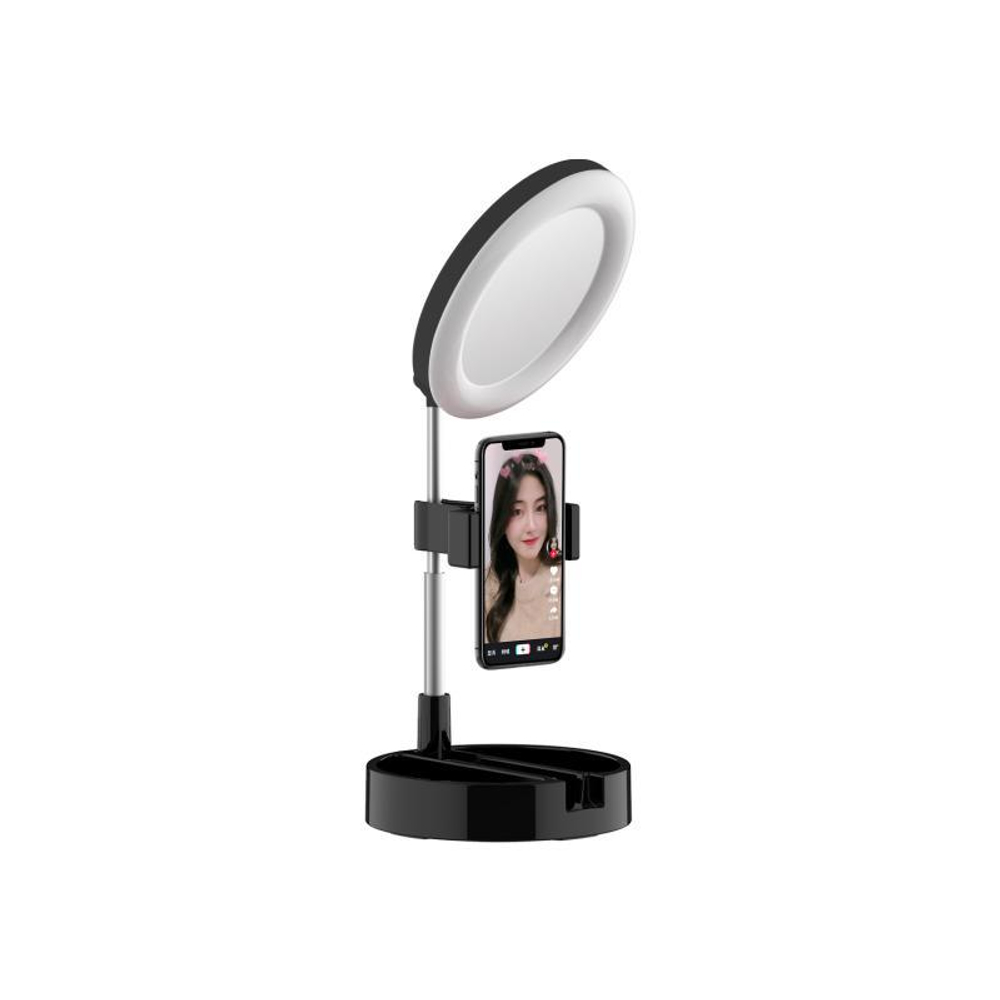 Косметическое зеркало с кольцевой лампой подсветкой makeup lamps 3 (Черное)