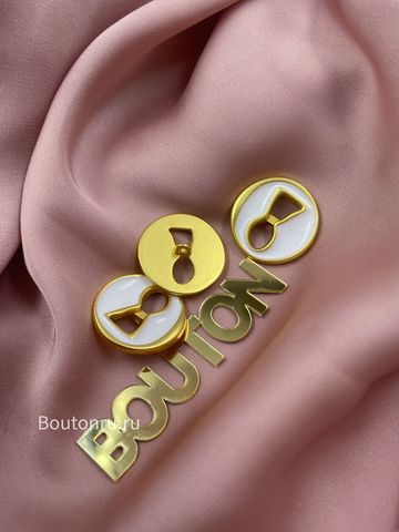 Пуговицы Скиапар. золотистые с белой эмалью 