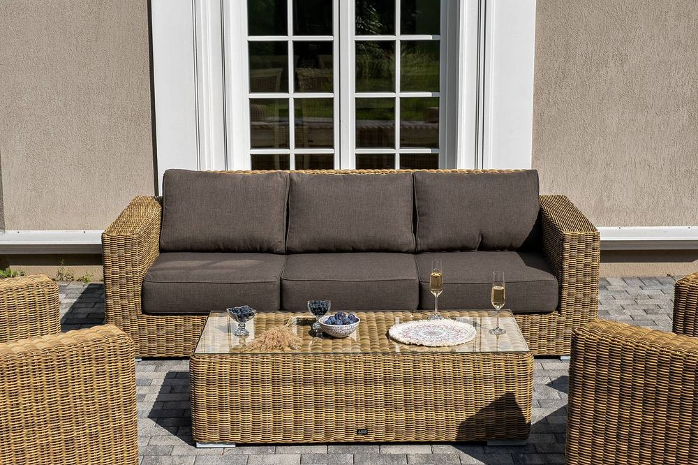 "Боно" лаунж-зона из искусственного ротанга, цвет соломенный